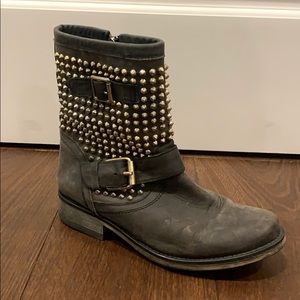 Black & Gold Studded Steve Madden Combat Boots